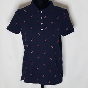 Bass & Co Navy & Pink Anchor Shirt Size Med